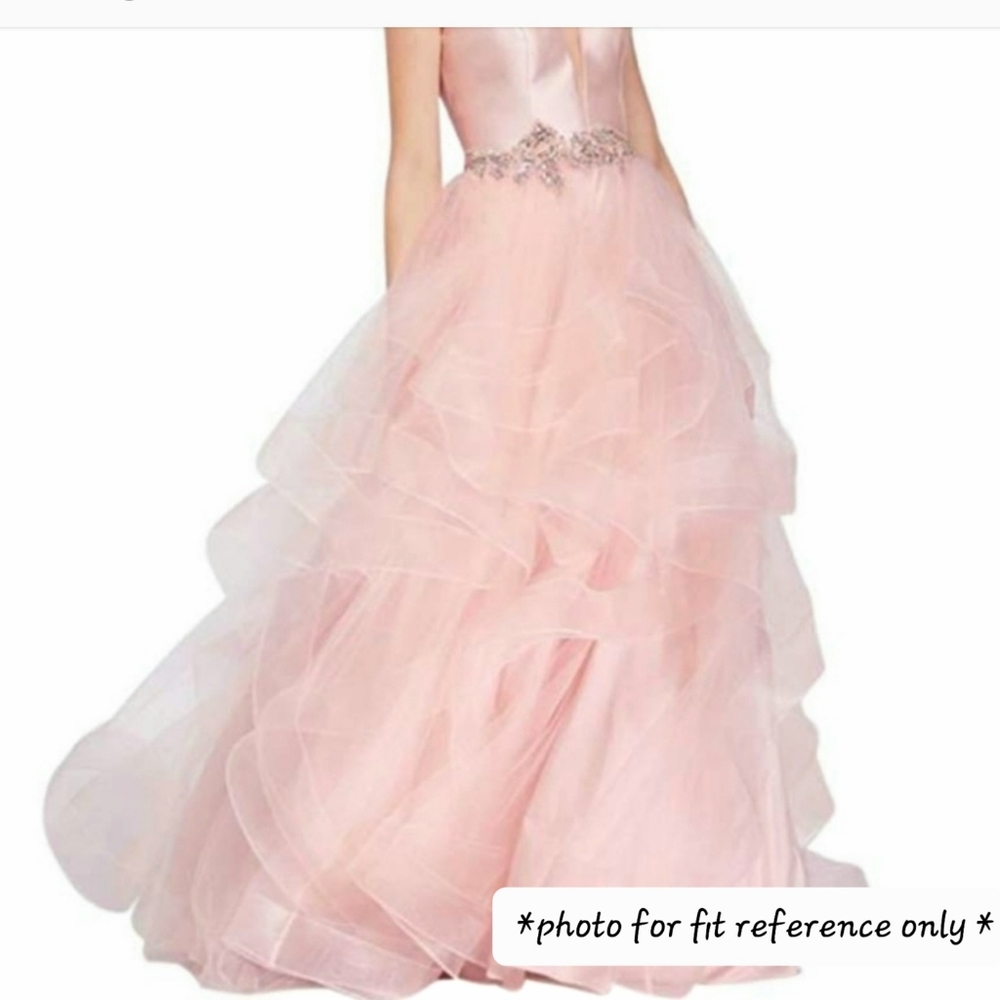 GLAMOUR by TERANI COUTURE Women's Blush Pink Off Shoulder Tulle Rhinestone Prom